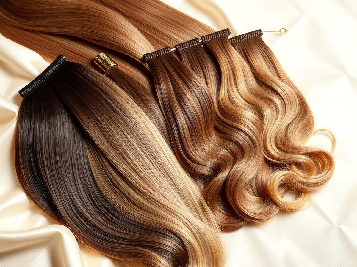 Hair extension bundles in several shades
